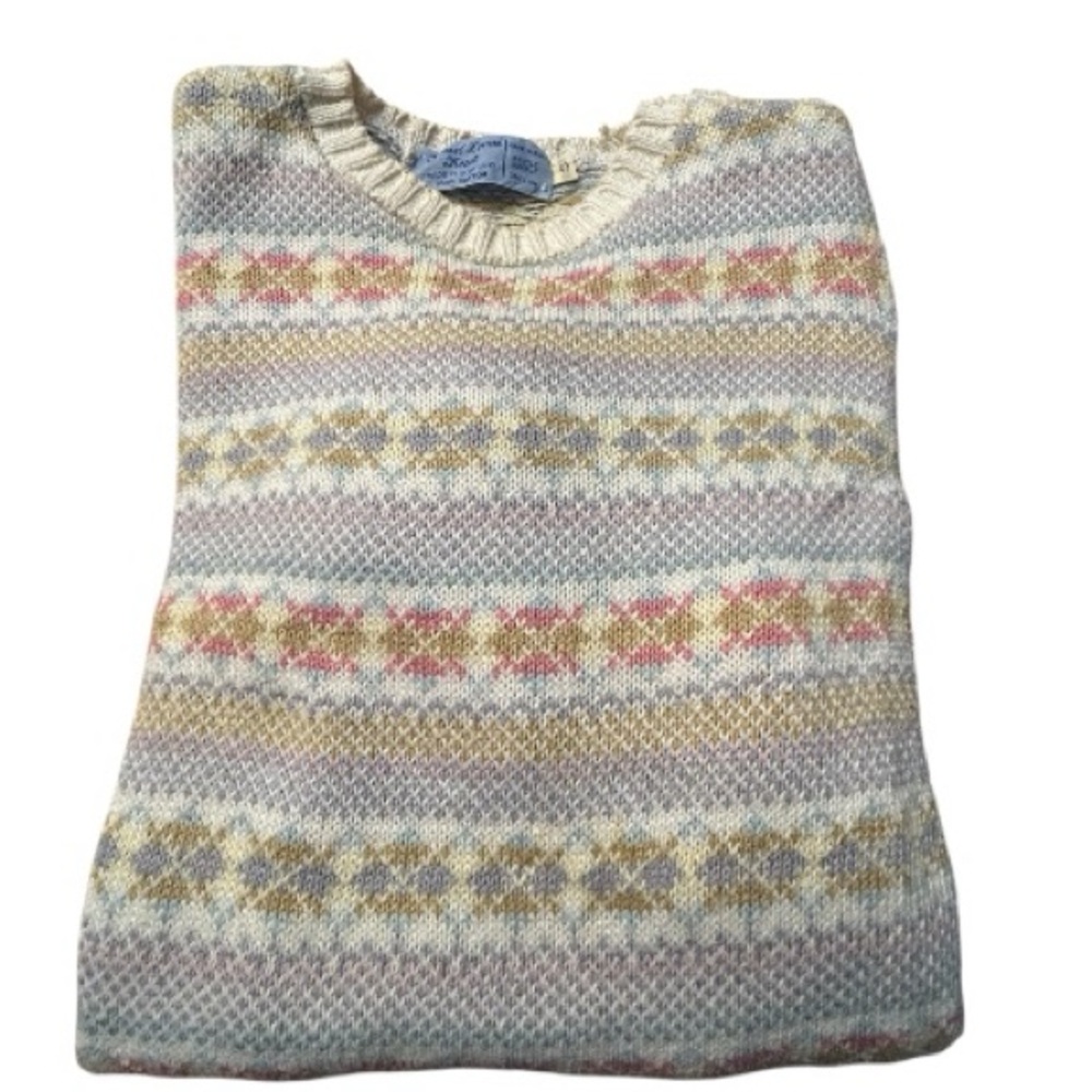 Fair Isle Style Hand Loom Scotland Woman’s Cozy Sweater Size Small Vintage EUC - Picture 7 of 11